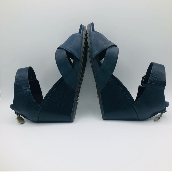 GEOX women’s blue suede wedge sandals size euro 37 US 7‎ - Picture 6 of 12